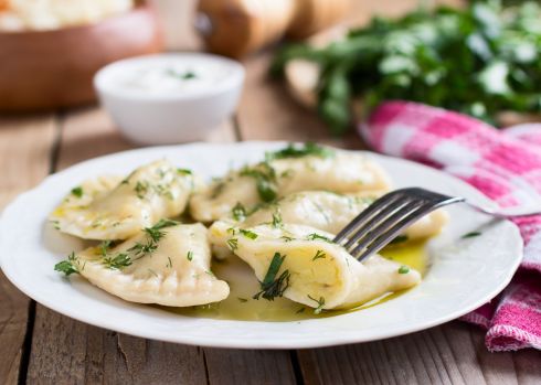 Pierogi Ukraińskie z boczkiem i cebulą