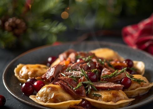 Pierogi z kaczką i żurawiną